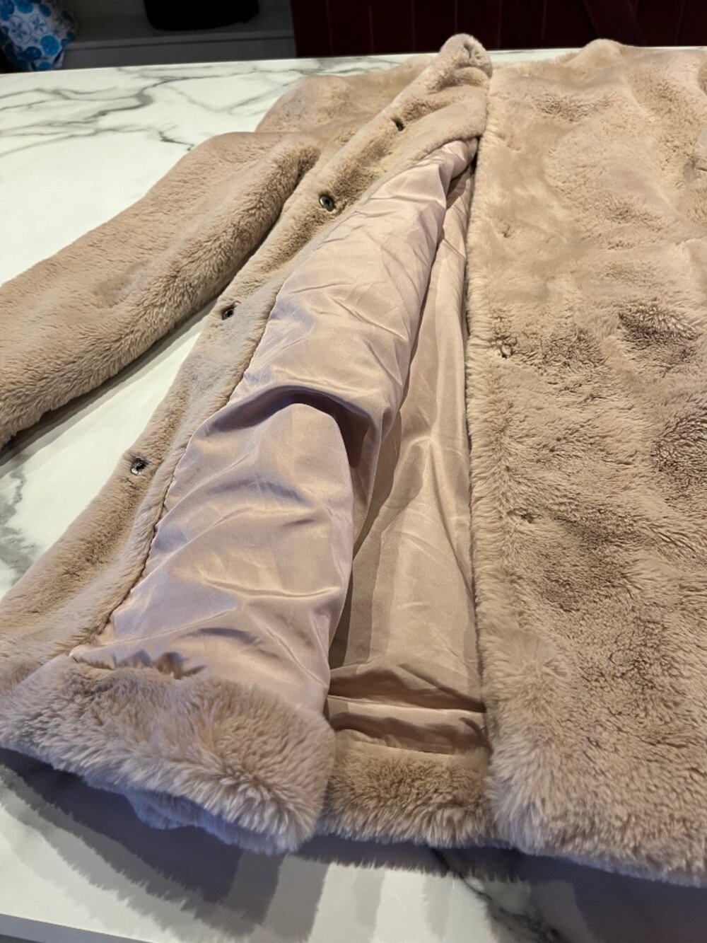 Sanctuary Plush Faux Fur Collarless Jacket Cozy Beige Cream - Size: XS - Picture 11 of 12